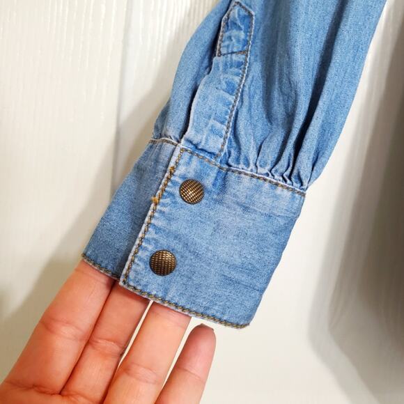 CAbi Jeans Chambray Blue Button Down Long Sleeve Tunic 100% Cotton Size Small - Picture 8 of 10